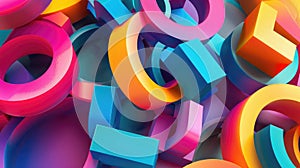 Dynamic and bold, this abstract 3D background features vibrant colors and interlocked shapes. 3d background abstract