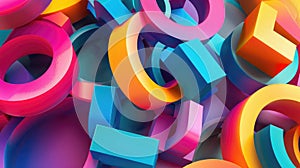 Dynamic and bold, this abstract 3D background features vibrant colors and interlocked shapes. 3d background abstract photo