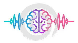 Dynamic Brain Activity Icon: Mind & Wellness, vector design Generative AI
