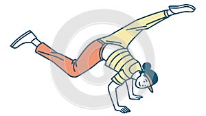 Dynamic Breakdancer Performing Impressive Handstand, vector design Generative AI