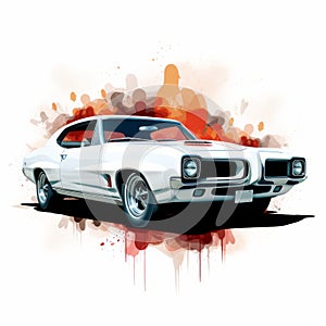 Dynamic Brushstroke Pontiac Gto: Classic Car Silhouette On White Background