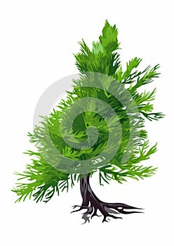 Dynamic Brushwork Green Pine Tree Vector - Eye-catching 2d Game Art