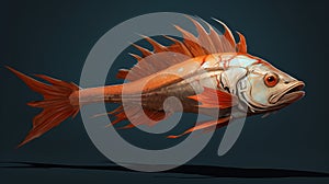 Dynamic Brushwork Red Fish In 3d Concept Art