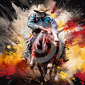 Dynamic bull riding at a rodeo