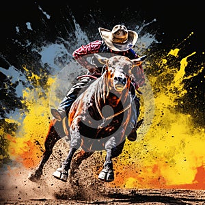 Dynamic bull riding at a rodeo