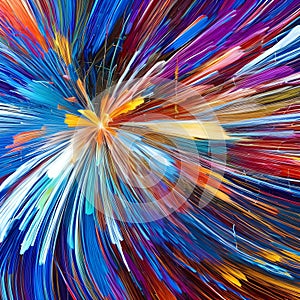 A dynamic burst of colorful paint splatters and brushstrokes, creating an explosion of artistic energy4, Generative AI