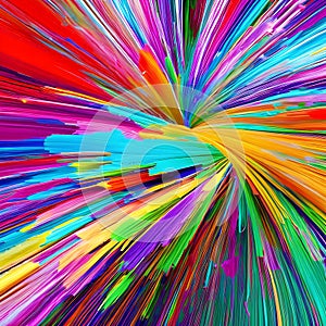 A dynamic burst of colorful paint splatters and brushstrokes, creating an explosion of artistic energy5, Generative AI
