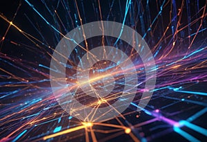 Dynamic Business Background with Futuristic Digital Networks and Holographic Elements photo