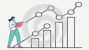 Dynamic Business Trend Analysis with Line Graphs and Performance Metrics, vector design Generative AI