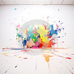 Vibrant Paint Splatters: Captivating Abstract Art Composition photo