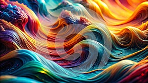 Dynamic CGI Ocean Waves A Colorful Abstract Macro Loop for Visual Stimulation and Design Inspiration Featuring photo