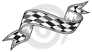 Dynamic Checkered Ribbon Banner Element, vector design Generative AI