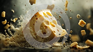 Dynamic Cheese Explosion with Crumbly Texture