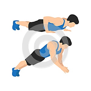 Dynamic clap push ups exercise. Push ups variation.