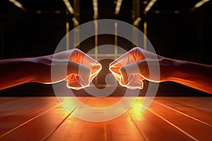 Dynamic Clash of Energy-Charged Fists - Generative AI photo