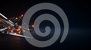 Abstract metallic network illuminated by orange light