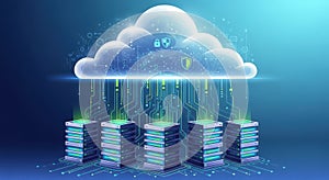 Dynamic cloud computing data transfer futuristic technology digital network information flow