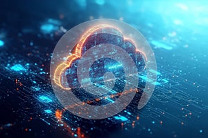 Dynamic Cloud Computing Network Visualization Showcasing Advanced Technology and System Connectivity