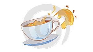 Dynamic Coffee Spill from Brown Cup Vector, vector design Generative AI