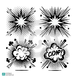Comic Book Style Explosion and Sound Effect Vector Set