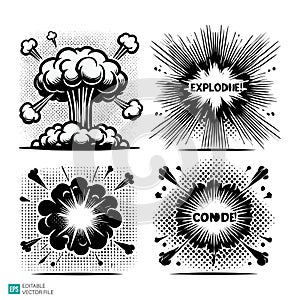 Comic Book Style Explosion and Impact Effects Set