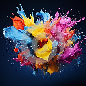 Dynamic Color Explosions: Vibrant Splashes Frozen in Mid-Air