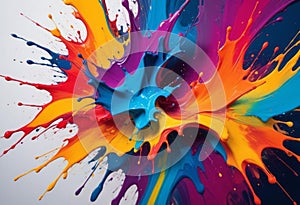 Dynamic Color Symphony: Vibrant Abstract Paint Explosion photo
