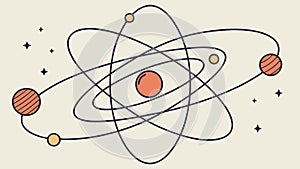 Dynamic Colorful Atom Model, Science & Innovation, vector design Generative AI