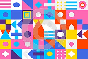 Dynamic Colorful Geometric Mosaic Pattern with Abstract Shapes and Bold Design