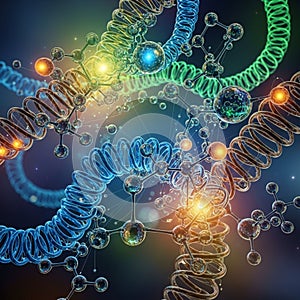 Dynamic and colorful illustration depicting a complex molecular structure
