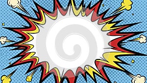 Dynamic Comic Book Explosion Speech Bubble Background with Halftone Dots
