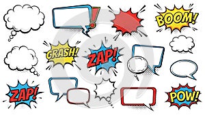 Dynamic Comic Book Speech Bubbles and Sound Effects Set