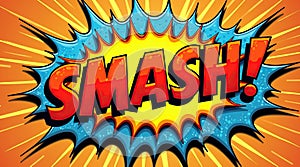 Vibrant comic book style explosion with smash text