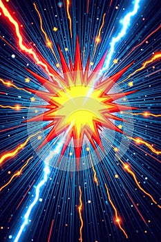 Dynamic comic book style burst background, stars and thunderbolts , effect, glow photo
