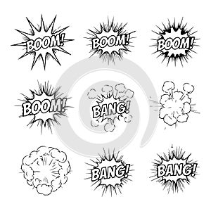 Dynamic comic explosion effects with boom and bang