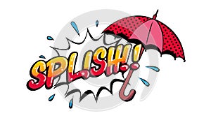 Dynamic Comic Pop Art Umbrella with SPLISH Effect, vector design Generative AI