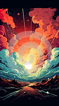 Dynamic comic themed environment Vector background with abstract wave and dot elements