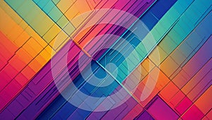 Abstract Geometric Rainbow Background with Vibrant Colors and Detailed Texture