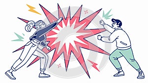 Dynamic Conflict Resolution, Energetic Interaction Art, vector design Generative AI