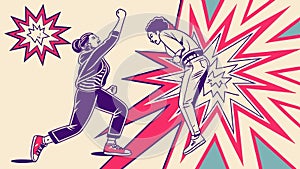 Dynamic Conflict Between Two People, Impact and Resolution, vector design Generative AI
