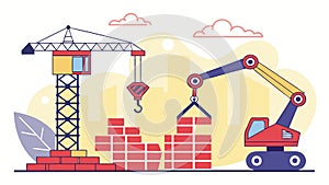 Dynamic Construction Crane Building Site Vector, vector design Generative AI