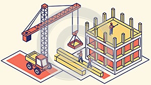 Dynamic Construction Site: Building Modern Architecture with Cranes, vector design Generative AI