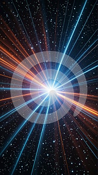 Dynamic cosmic burst with vibrant light rays in deep space