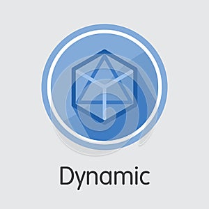 Dynamic Crypto Currency Coin. Vector Logo of DYN.