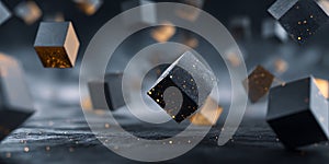 Dynamic Cube Abstract 3D Rendering of Floating Geometric Shapes