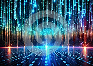 Dynamic 3D Binary Code Matrix A Futuristic Visualization of Data Flow Network Connectivity and Digital Transformation