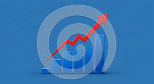 Business Growth Chart with Red Upward Arrow