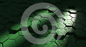 Abstract Hexagonal Grid Pattern with Dramatic Lighting and Shadows Futuristic Technology Background