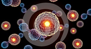 Active Cellular Process with Glowing Nucleus