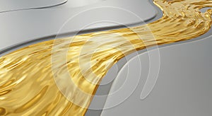 Abstract wave of molten gold on silver path